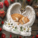 Art Design,Sentimental,Christmas,Pet Lovers,Photo - Sleeping Dog Cat Baby - Custom Photo Sleeping Angel Dog Cat Angel Wings Memorial - Personalized Custom Shaped Acrylic Ornament