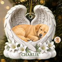 Art Design,Sentimental,Christmas,Pet Lovers,Photo - Sleeping Dog Cat Baby - Custom Photo Sleeping Angel Dog Cat Angel Wings Memorial - Personalized Custom Shaped Acrylic Ornament