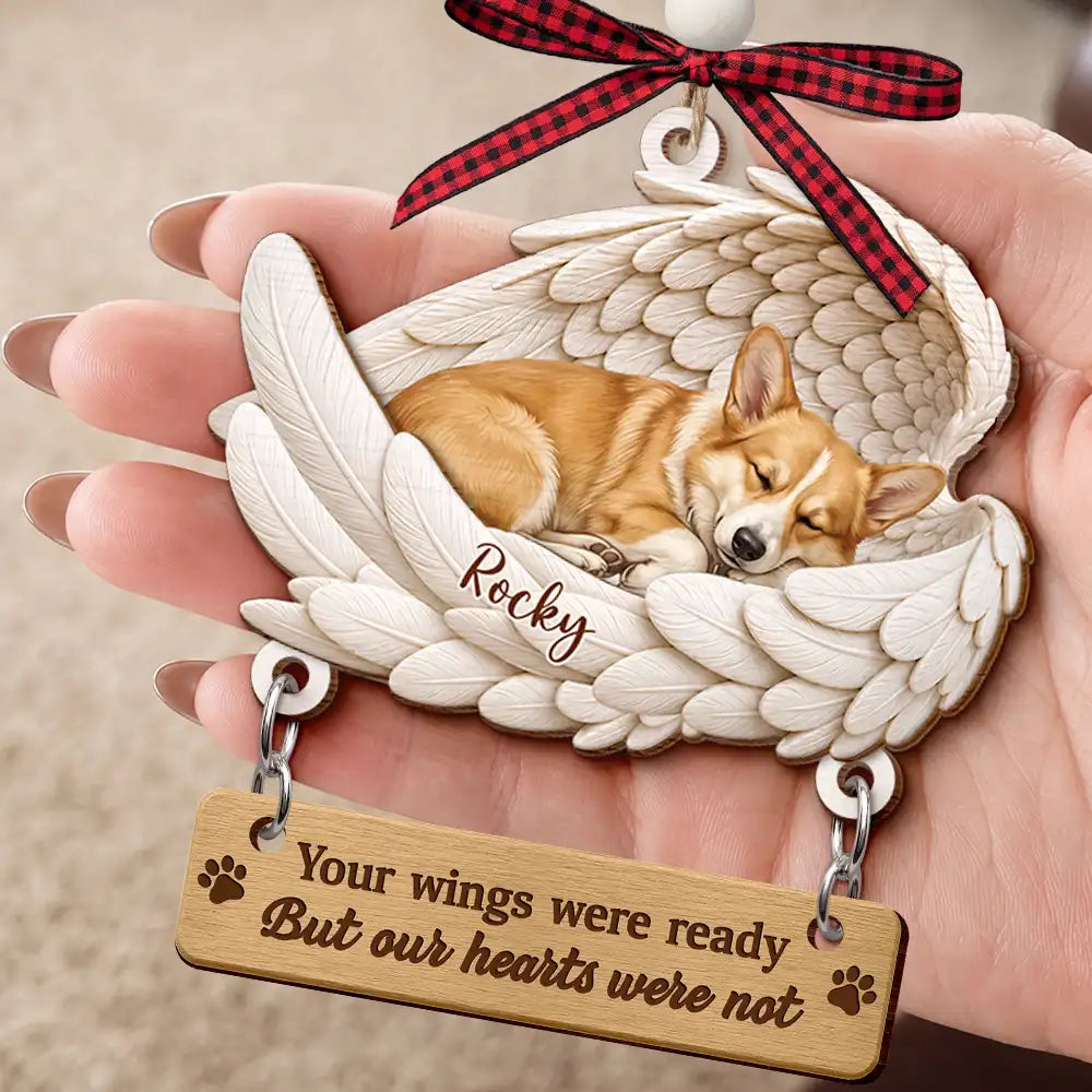 Top Market,Art Design,Healing,Christmas,Pet Memorial,Pet Lovers,Memorial,Photo - Sleeping Dog Cat Baby - Custom Photo Sleeping Angel I Loved You Your Whole Life Dog Cat Pet Memorial - Personalized Wooden Ornament With Tag