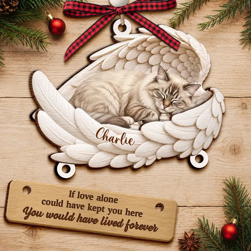 Top Market,Art Design,Healing,Christmas,Pet Memorial,Pet Lovers,Memorial,Photo - Sleeping Dog Cat Baby - Custom Photo Sleeping Angel I Loved You Your Whole Life Dog Cat Pet Memorial - Personalized Wooden Ornament With Tag
