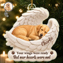 Top Market,Art Design,Sentimental,Christmas,Dog Lovers,Pet Lovers,Memorial,Photo - Sleeping Dog Cat Baby - Custom Photo Sleeping Angel Your Wings Were Ready But Our Hearts Were Not - Personalized Custom Shaped Acrylic Ornament