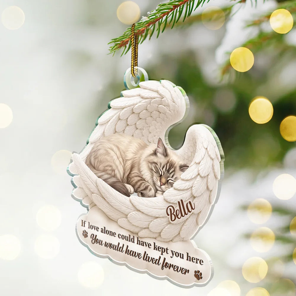 Top Market,Art Design,Sentimental,Christmas,Dog Lovers,Pet Lovers,Memorial,Photo - Sleeping Dog Cat Baby - Custom Photo Sleeping Angel Your Wings Were Ready But Our Hearts Were Not - Personalized Custom Shaped Acrylic Ornament