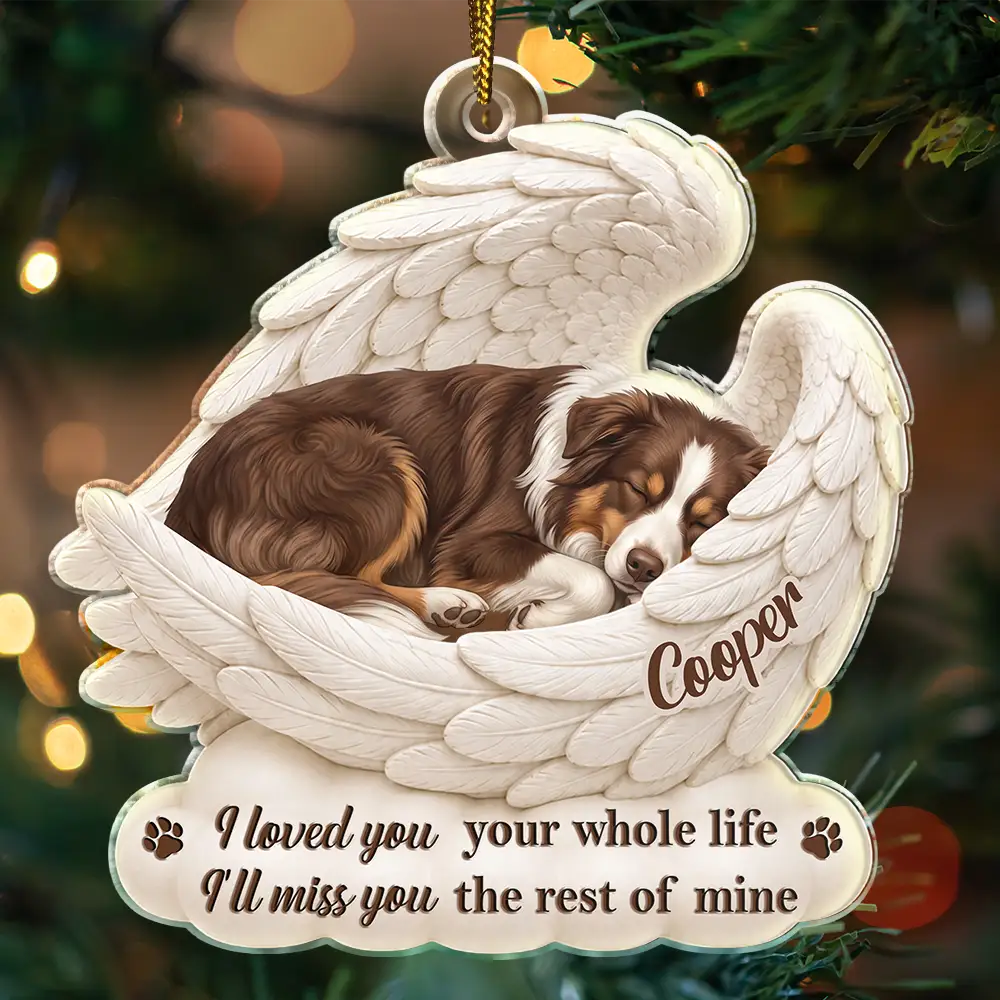 Top Market,Art Design,Sentimental,Christmas,Dog Lovers,Pet Lovers,Memorial,Photo - Sleeping Dog Cat Baby - Custom Photo Sleeping Angel Your Wings Were Ready But Our Hearts Were Not - Personalized Custom Shaped Acrylic Ornament