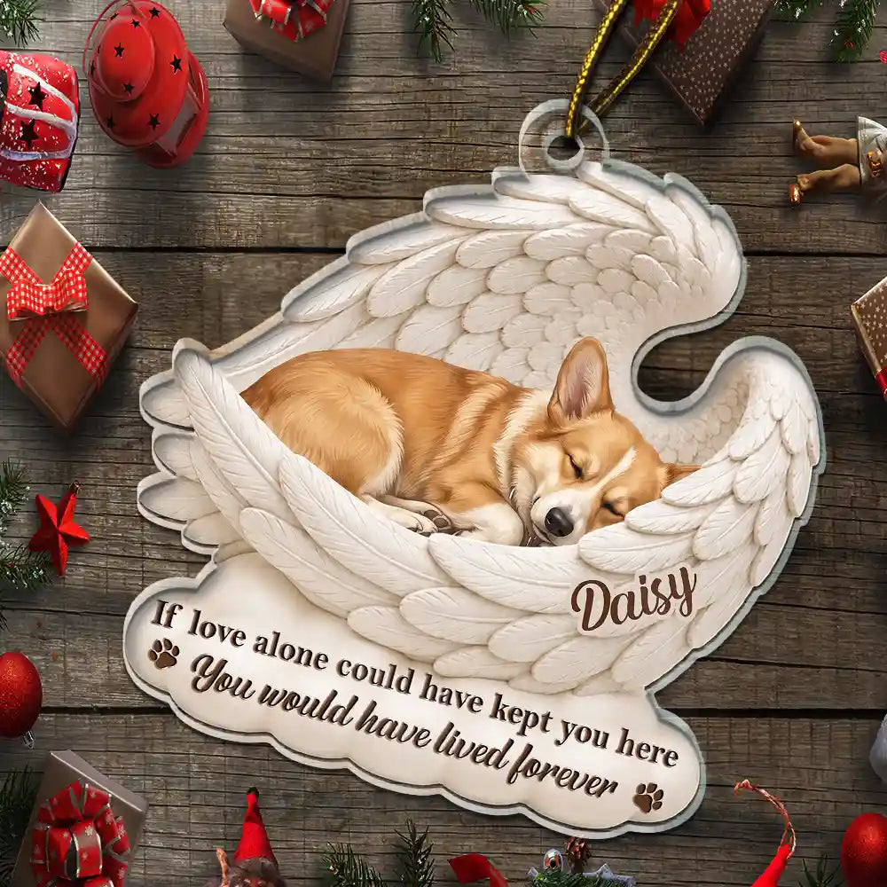 Top Market,Art Design,Sentimental,Christmas,Dog Lovers,Pet Lovers,Memorial,Photo - Sleeping Dog Cat Baby - Custom Photo Sleeping Angel Your Wings Were Ready But Our Hearts Were Not - Personalized Custom Shaped Acrylic Ornament