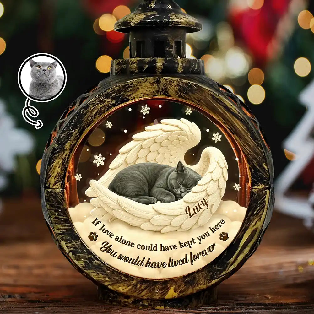 Art Design,Sentimental,Christmas,Pet Lovers,Memorial,Photo - Sleeping Dog Cat Baby - Custom Photo Sleeping Angel Your Wings Were Ready Dog Pet Lovers Memorial - Personalized Candlelight Lantern Ornament