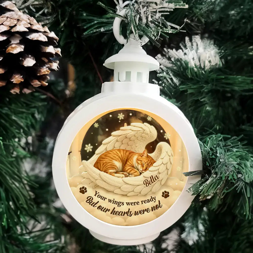 Art Design,Sentimental,Christmas,Pet Lovers,Memorial,Photo - Sleeping Dog Cat Baby - Custom Photo Sleeping Angel Your Wings Were Ready Dog Pet Lovers Memorial - Personalized Candlelight Lantern Ornament