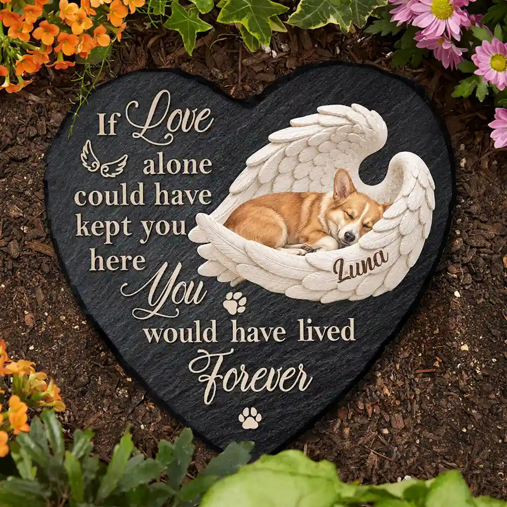 Art Design,Sentimental,Pet Lovers,Memorial,Photo - Sleeping Dog Cat Baby - Custom Photo Sleeping Angel Your Wings Were Ready Dog Pet Lovers Memorial - Personalized Heart Memorial Garden Stone