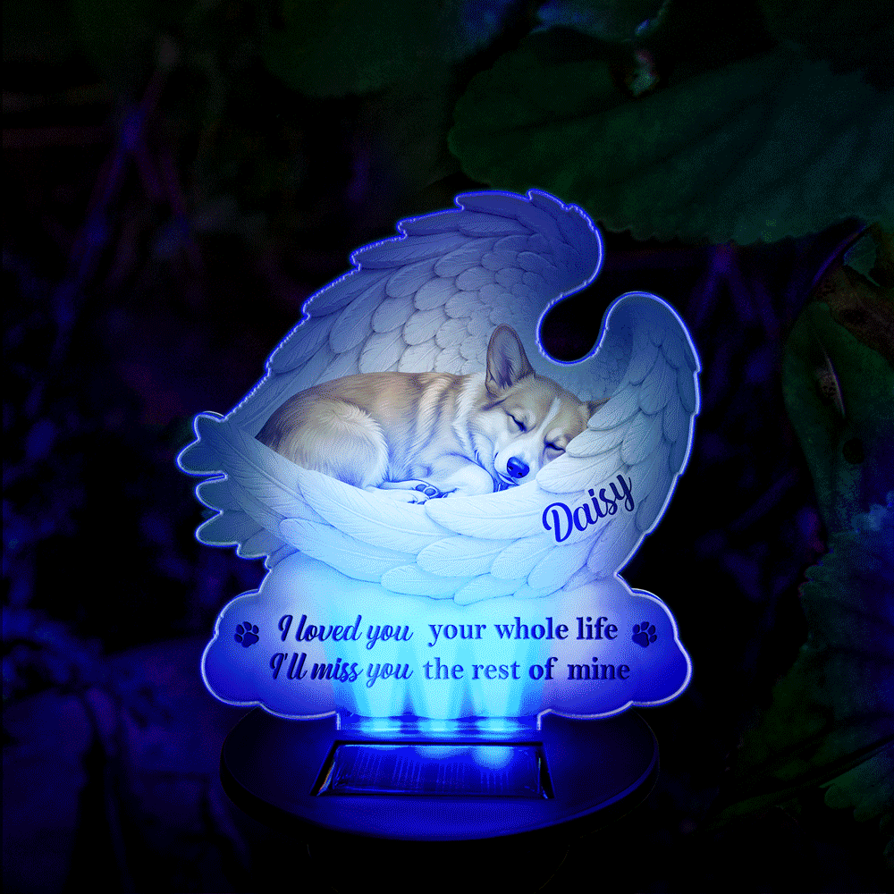 Art Design,Sentimental,Pet Lovers,Memorial,Photo - Sleeping Dog Cat Baby - Custom Photo Sleeping Angel Your Wings Were Ready Dog Pet Lovers Memorial - Personalized Solar Light