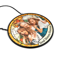 Art Design,Gift For Bestie,Christmas,Photo - Stained Glass,Happy - Custom Photo Stained Glass Besties Keepsake Best Friends Forever - Personalized Stained Glass Window Hanging Suncatcher