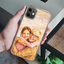 Custom Photo, Art Design, Summer, Family, Adorable, Photo - Stained Glass - Custom Photo Stained Glass Coastal Family Bestie Portrait - Personalized Clear Phone Case