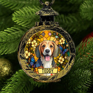 Art Design,Sentimental,Christmas,Pet Lovers,Memorial,Photo - Stained Glass - Custom Photo Stained Glass Memorial Dog Cat Portrait - Personalized Candlelight Lantern Ornament