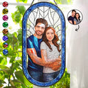 Gift For Couples,Old Couples,Love,LGBT,Gift For Wife,Gift For Boyfriend,Gift For Husband,Gift For Girlfriend - Custom Photo Stained Glass Portrait Couple Family - Personalized Rounded Rectangle Stained Glass Suncatcher