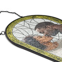 Gift For Couples,Old Couples,Love,LGBT,Gift For Wife,Gift For Boyfriend,Gift For Husband,Gift For Girlfriend - Custom Photo Stained Glass Portrait Couple Family - Personalized Rounded Rectangle Stained Glass Suncatcher