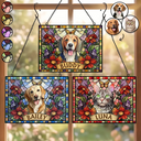 Art Design, Playful, Pet Lovers, Photo - Stained Glass - Custom Photo Stained Glass Portrait Dog Cat Family - Personalized Horizontal Stained Glass Suncatcher