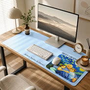 Gift For Father,Gift For Grandpa,Non-Eng,Photo - Starry Night,Proud - Custom Photo Starry Night Best Dad Papa Ever - Personalized Leather Desk Mat