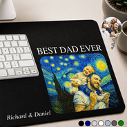 Gift For Father,Gift For Grandpa,Non-Eng,Photo - Starry Night,Proud - Custom Photo Starry Night Best Dad Papa Ever - Personalized Leather Desk Mat