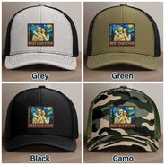 Gift For Father,Gift For Grandpa,Non-Eng,Photo - Pencil Sketch (Bold),Proud - Custom Photo Starry Night Best Dad Papa Ever - Personalized Leather Patch Hat