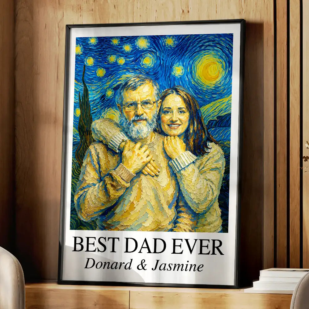 Gift For Father,Gift For Grandpa,Non-Eng,Photo - Starry Night,Proud - Custom Photo Starry Night Best Dad Papa Ever - Personalized Poster