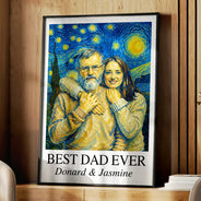 Gift For Father,Gift For Grandpa,Non-Eng,Photo - Starry Night,Proud - Custom Photo Starry Night Best Dad Papa Ever - Personalized Poster