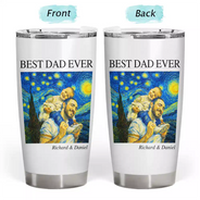 Gift For Father,Custom Photo,Art Design,Proud,Photo - Starry Night  - Custom Photo Starry Night Best Dad Papa Ever - Personalized Tumbler