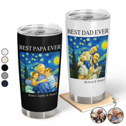 Gift For Father,Custom Photo,Art Design,Proud,Photo - Starry Night  - Custom Photo Starry Night Best Dad Papa Ever - Personalized Tumbler