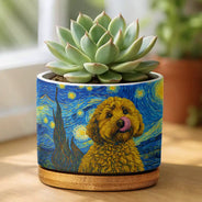 Dog Lovers,Pet Lovers,Cat Lovers,Non-Eng,Photo - Starry Night,Playful - Custom Photo Starry Night Dog Cat Pet - Personalized Ceramic Plant Pot