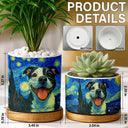 Dog Lovers,Pet Lovers,Cat Lovers,Non-Eng,Photo - Starry Night,Playful - Custom Photo Starry Night Dog Cat Pet - Personalized Ceramic Plant Pot