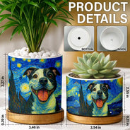 Dog Lovers,Pet Lovers,Cat Lovers,Non-Eng,Photo - Starry Night,Playful - Custom Photo Starry Night Dog Cat Pet - Personalized Ceramic Plant Pot
