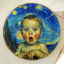 Dog Lovers,Pet Lovers,Cat Lovers,Happy,Non-Eng,Photo - Starry Night - Custom Photo Starry Night Dog Cat Pet Kid - Personalized Ring Dish