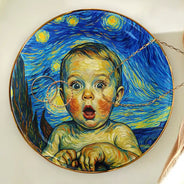 Dog Lovers,Pet Lovers,Cat Lovers,Happy,Non-Eng,Photo - Starry Night - Custom Photo Starry Night Dog Cat Pet Kid - Personalized Ring Dish
