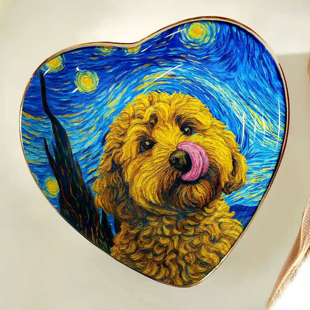 Dog Lovers,Pet Lovers,Cat Lovers,Happy,Non-Eng,Photo - Starry Night - Custom Photo Starry Night Dog Cat Pet Kid - Personalized Ring Dish