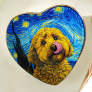 Dog Lovers,Pet Lovers,Cat Lovers,Happy,Non-Eng,Photo - Starry Night - Custom Photo Starry Night Dog Cat Pet Kid - Personalized Ring Dish