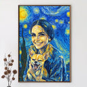 Happy,Dog Lovers,Pet Lovers,Cat Lovers,Dog Mom,Dog Dad,Cat Dad,Cat Mom - Custom Photo Starry Night Dog Mom Cat Mom Pet Lover - Personalized Poster