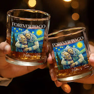 Custom Photo, Art Design, Gift For Couples, Top Market, Romantic, Photo - Starry Night - Custom Photo Starry Night Forever & Always Couple Anniversary - Personalized Whiskey Glass