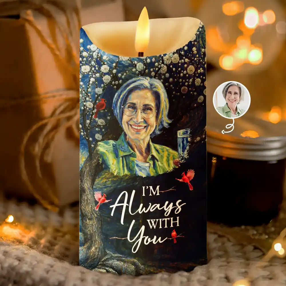 Art Design,Memorial Loved One,Christmas,Sympathetic,Family,Memorial,Photo - Starry Night - Custom Photo Starry Night Memorial When You Miss Me Have No Fear - Personalized Flameless LED Candle