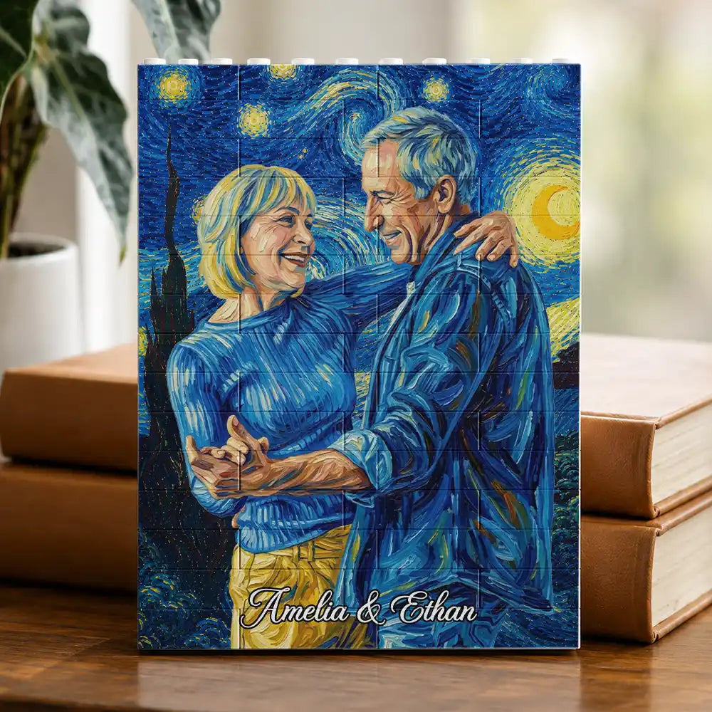 Custom Photo,Art Design,Gift For Couples,Top Market,Romantic,Photo - Starry Night  - Custom Photo Starry Night Romantic Couple Anniversary - Personalized Building Brick Blocks