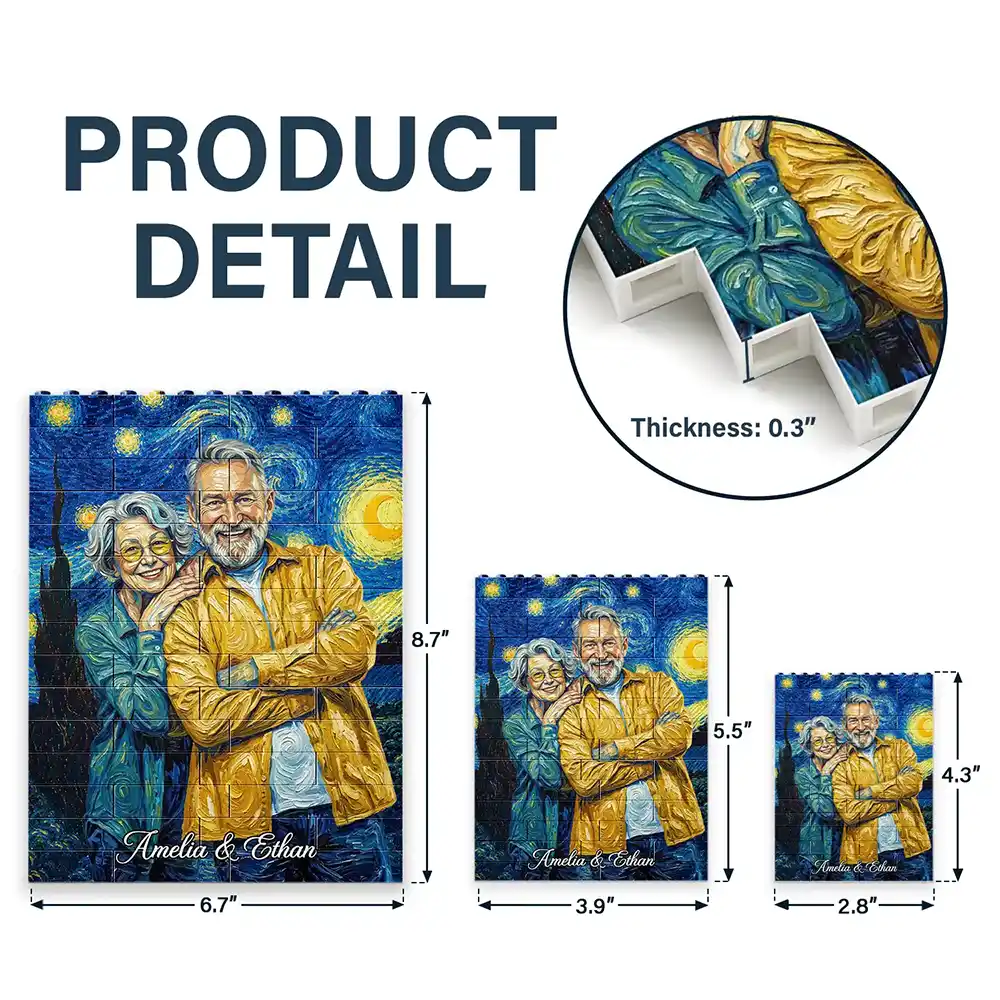 Custom Photo,Art Design,Gift For Couples,Top Market,Romantic,Photo - Starry Night  - Custom Photo Starry Night Romantic Couple Anniversary - Personalized Building Brick Blocks