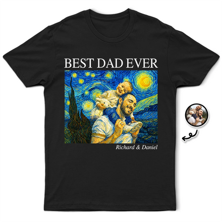 Custom Photo Starry Night Best Dad Papa Ever - Personalized T Shirt