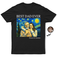 Gift For Father,Gift For Grandpa,Non-Eng,Photo - Starry Night,Proud - Custom Photo Starry Night Starry Night Best Dad Papa Ever - Personalized T Shirt