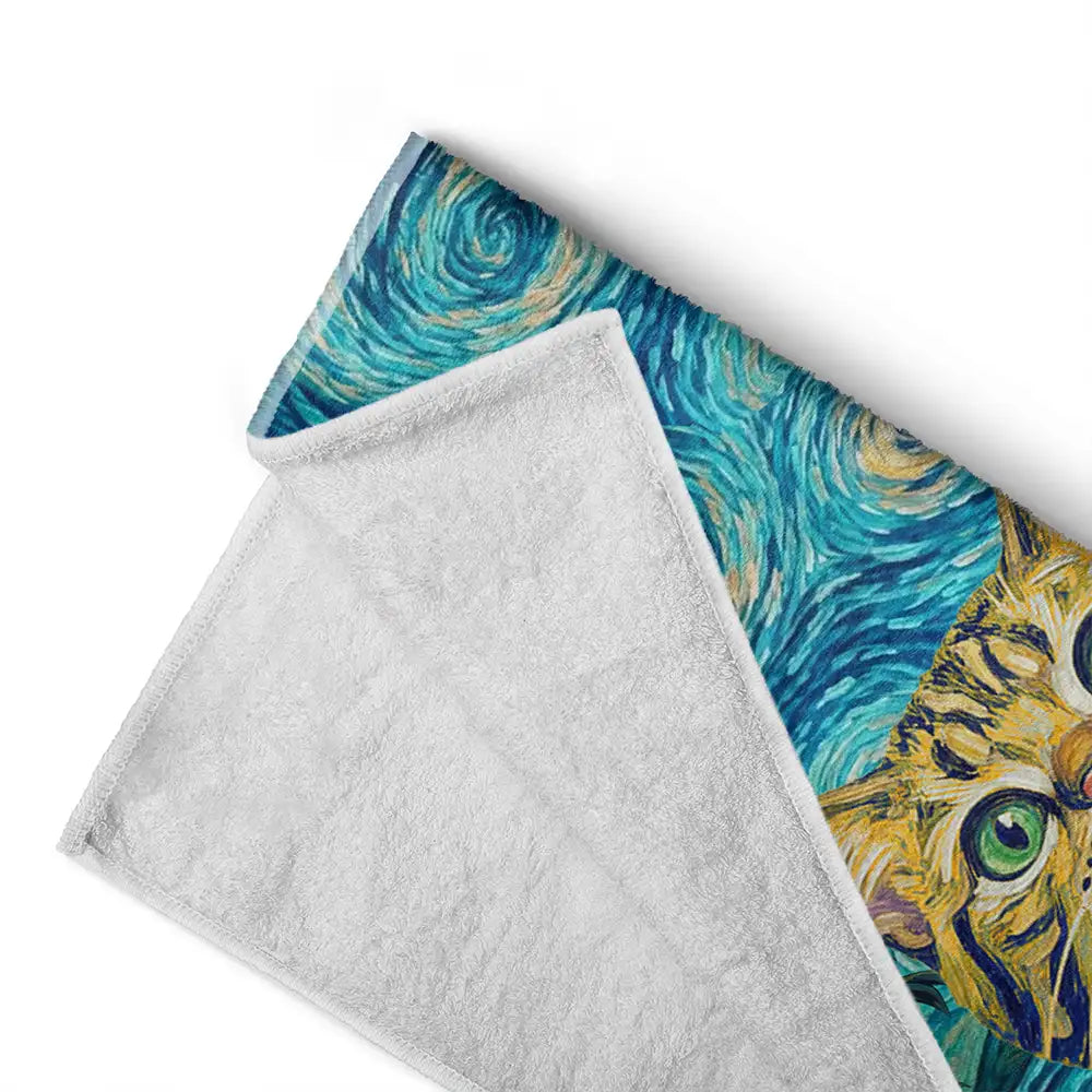 Custom Photo, Beach, Art Design, Summer, Top Market, Pet Mom, Pet Lovers, Gift For Mother, Playful, Photo - Starry Night  - Custom Photo Starry Night Tropical Pattern Dog Cat Kid - Personalized Beach Towel