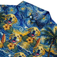 Custom Photo,Beach,Art Design,Summer,Top Market,Pet Dad,Pet Lovers,Gift For Father,Playful,Photo - Starry Night  - Custom Photo Starry Night Tropical Pattern Dog Cat Kid - Personalized Hawaiian Shirt