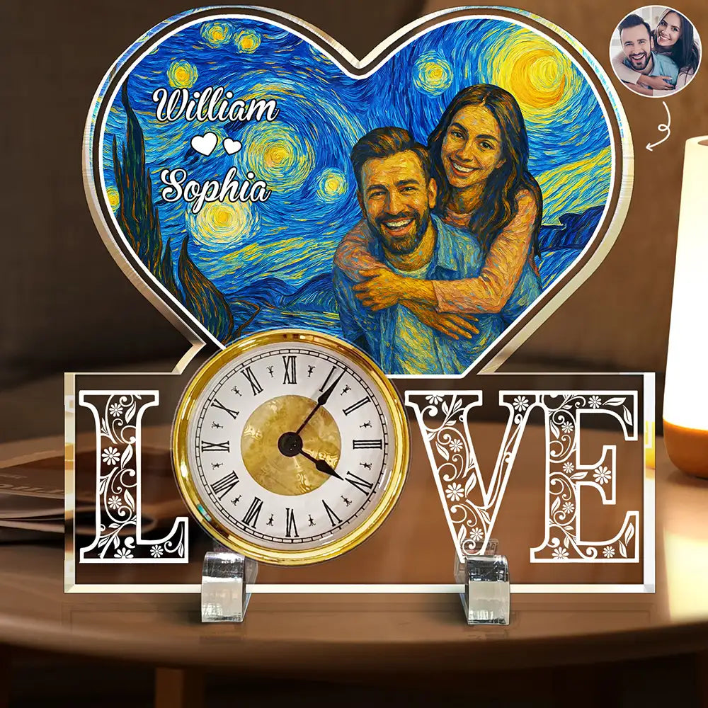 Custom Photo Starry Night You And Me We Got This - Personalized Acrylic Desk Clock