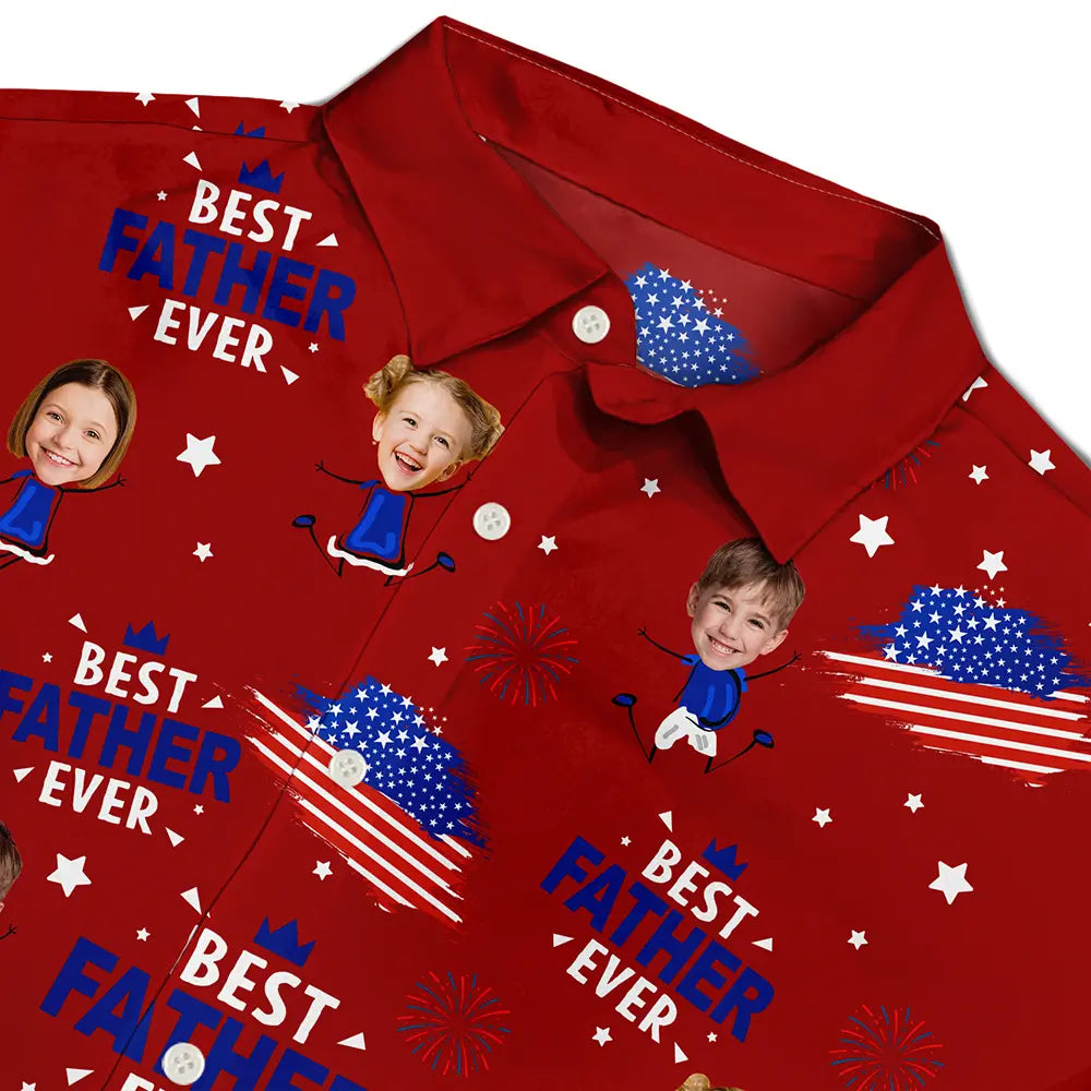 Custom Photo,Independence Day,Gift For Grandpa,Top Market,Adorable,Cut-Face Photo - Custom Photo Stars And Stripes Best Dad Grandpa Ever - Personalized Hawaiian Shirt