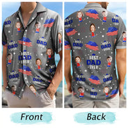 Custom Photo,Independence Day,Gift For Grandpa,Top Market,Adorable,Cut-Face Photo - Custom Photo Stars And Stripes Best Dad Grandpa Ever - Personalized Hawaiian Shirt