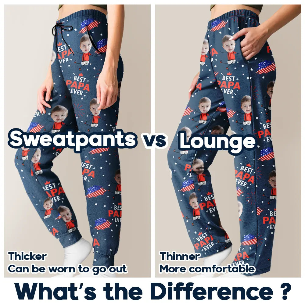 Gift For Father,Gift For Grandpa,Independence Day,Happy,Custom Photo - Custom Photo Stars And Stripes Best Dad Grandpa Ever - Personalized Pajama Pants