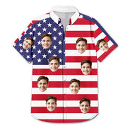 Custom Photo, Independence Day, Summer, Gift For Couples, Humorous, Cut-Face Photo - Custom Photo Stars & Stripes Beach Vibes - Personalized Hawaiian Shirt
