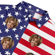 Custom Photo, Independence Day, Summer, Gift For Couples, Humorous, Cut-Face Photo - Custom Photo Stars & Stripes Beach Vibes - Personalized Hawaiian Shirt
