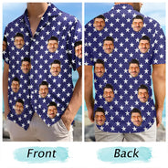 Custom Photo, Independence Day, Summer, Gift For Couples, Humorous, Cut-Face Photo - Custom Photo Stars & Stripes Beach Vibes - Personalized Hawaiian Shirt