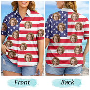 Custom Photo, Independence Day, Summer, Gift For Couples, Humorous, Cut-Face Photo - Custom Photo Stars & Stripes Beach Vibes - Personalized Hawaiian Shirt