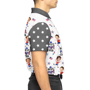 Gift For Mother,Gift For Grandma,Happy,Gift For Father,Gift For Grandpa,Independence Day,Photo,Icon,Humorous - Custom Photo Stars & Stripes Best Dad Grandpa Ever - Personalized Polo Shirt